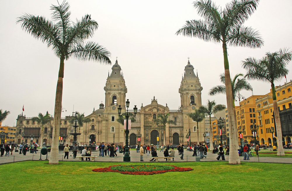 Cathedral plaza mayor Lima Peru